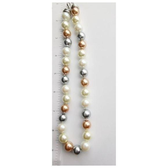 Tri colour white golden gray faux Tahitian Pearl choker necklace 🆕 - Picture 7 of 9